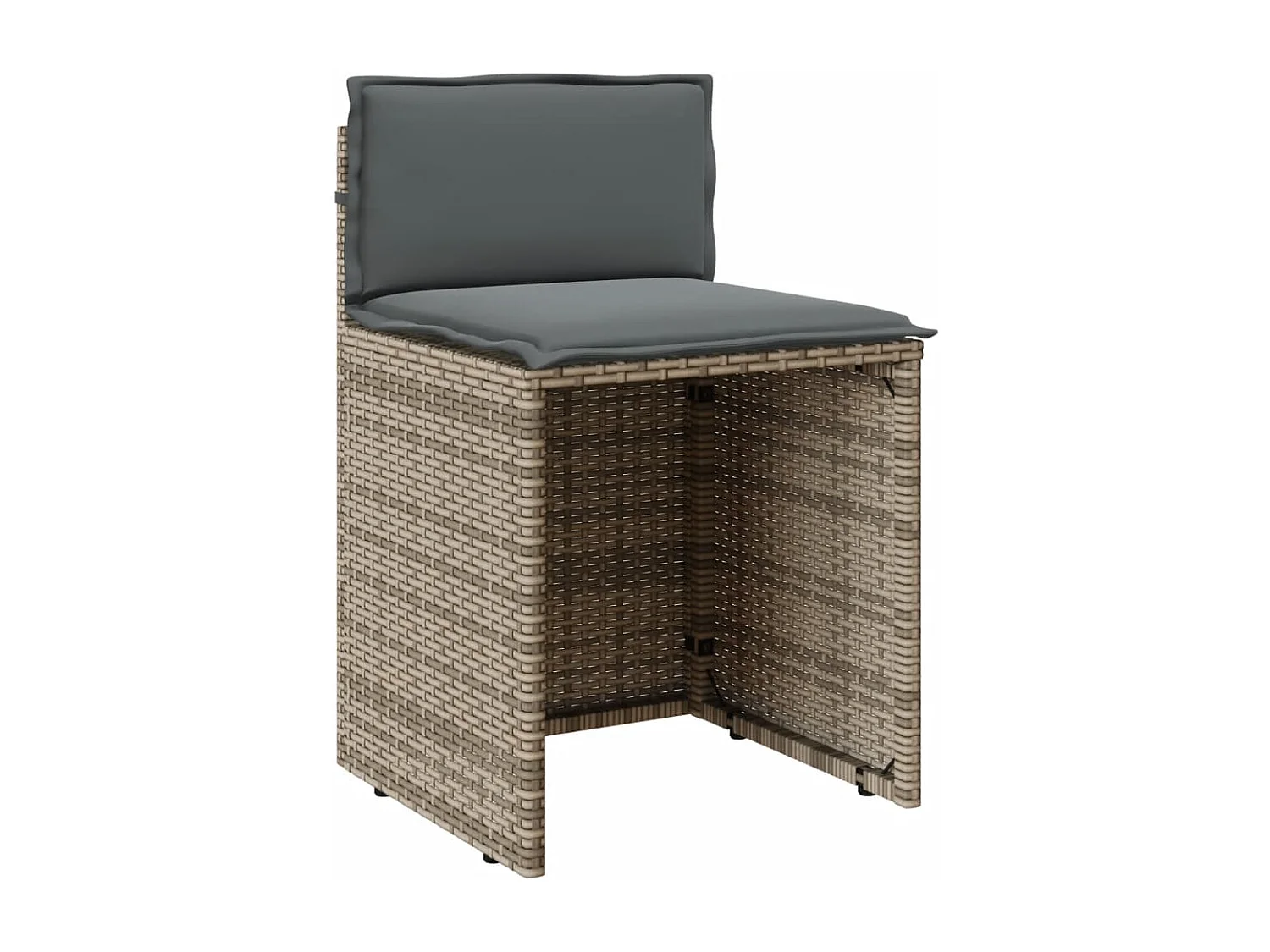 Ensemble de bistro 3 pcs avec coussins gris résine tressée FR74297