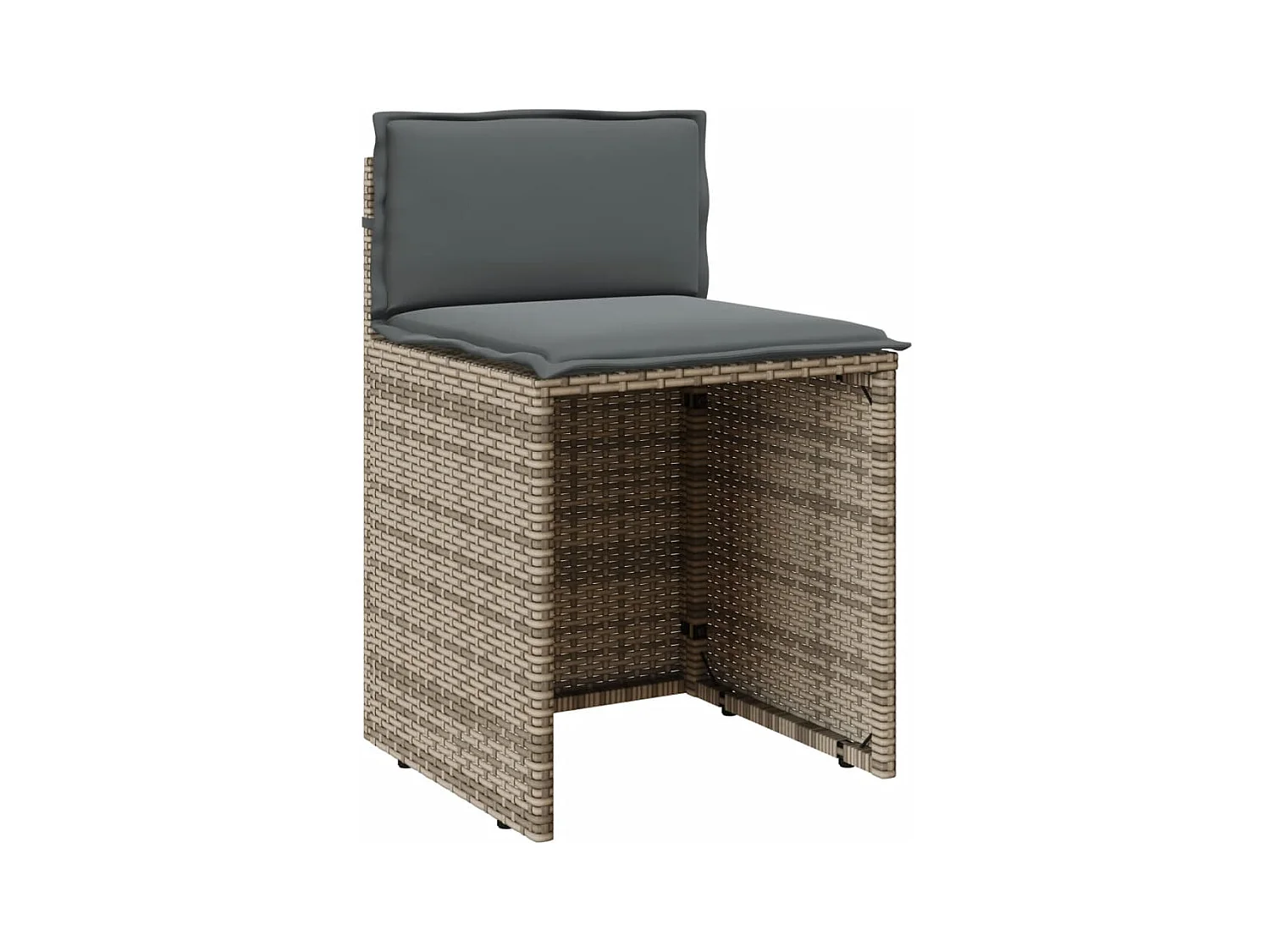 Ensemble de bistro 3 pcs avec coussins gris résine tressée FR74297