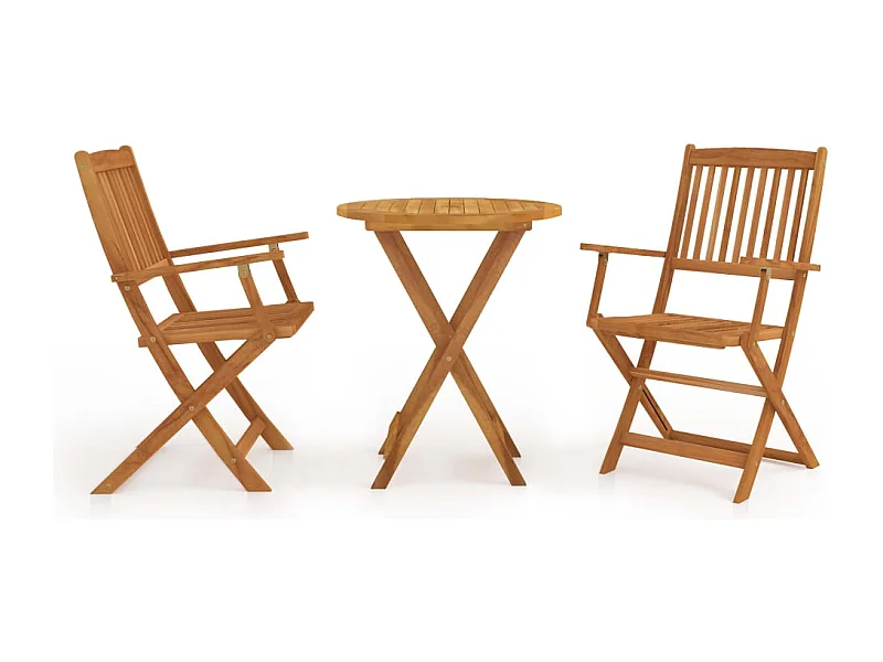 Mobilier de bistro pliable 3 pcs Bois d'acacia solide FR62181