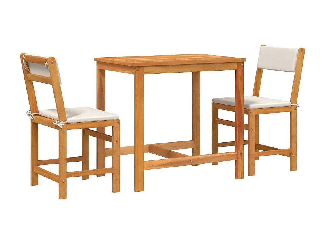 Ensemble de balcon avec coussins 3 pcs bois massif d'acacia FR30568