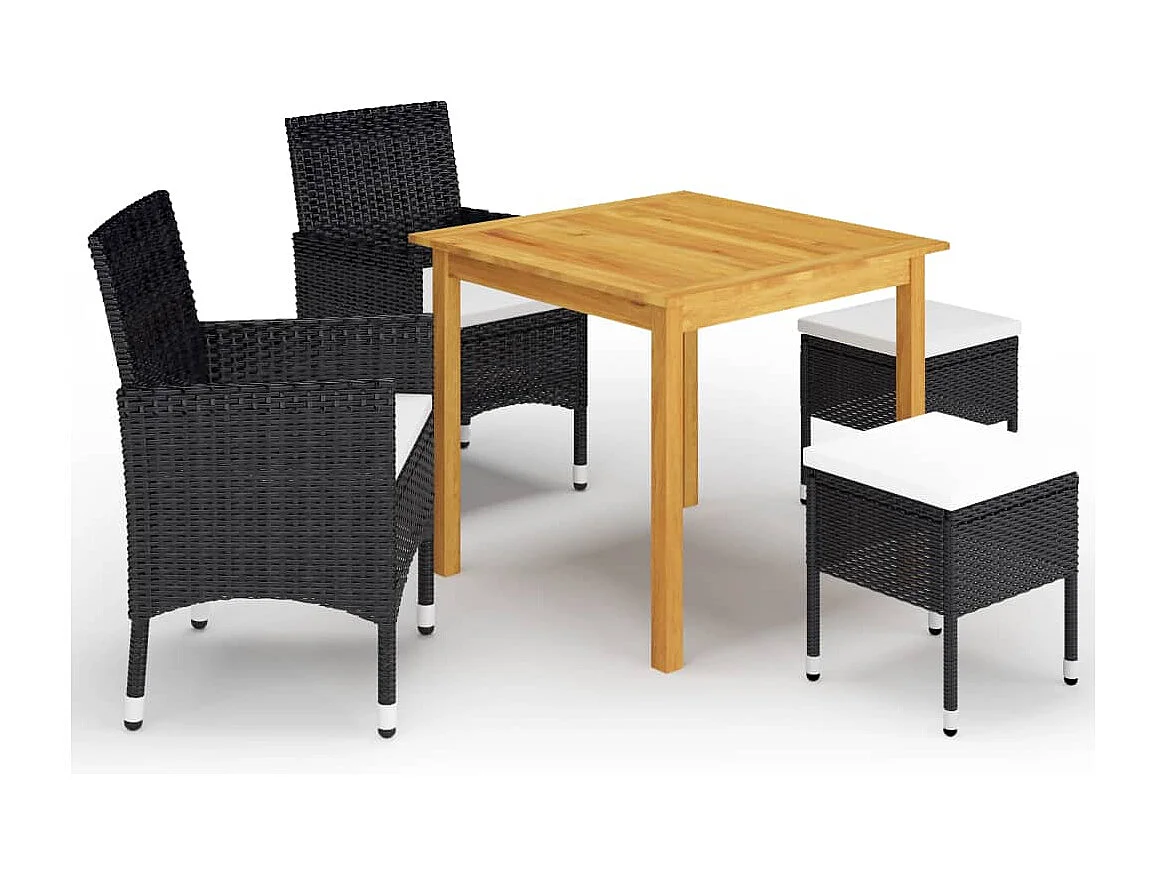 Ensemble de salle à manger de jardin 5 pcs Noir FR43631