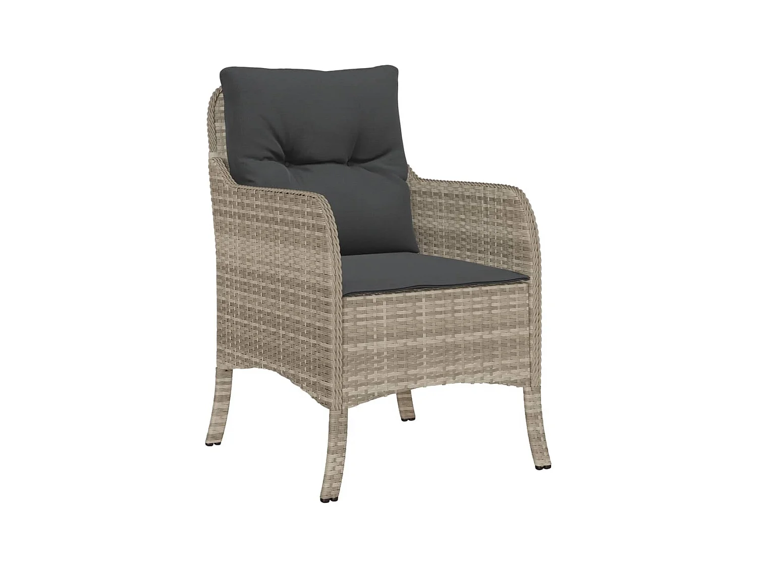 Ensemble à manger de jardin 3pcs coussins gris clair poly rotin FR92887