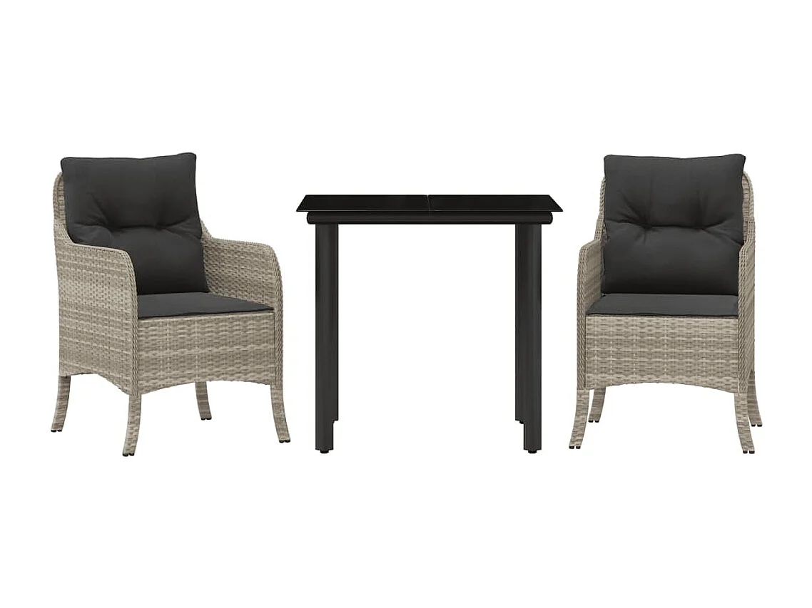 3-delige Tuinset met kussens poly rattan lichtgrijs BE726331