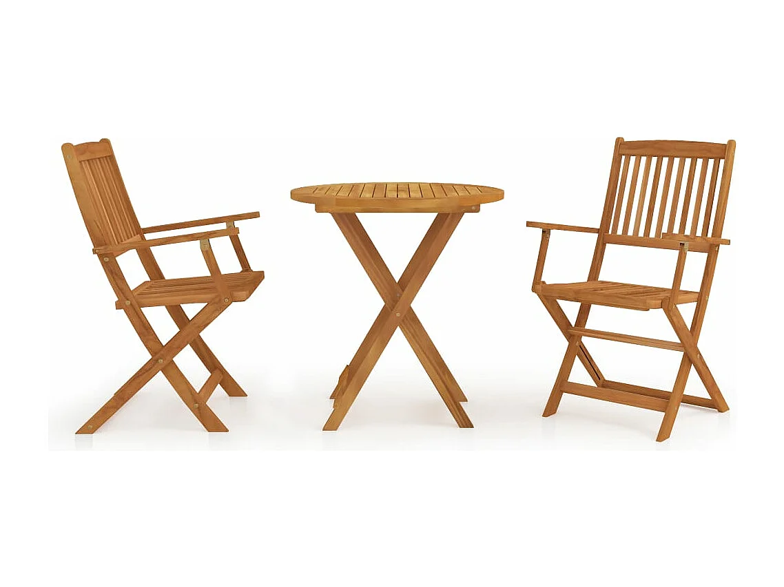 Comedor de jardín plegable 3 piezas madera maciza de acacia ES843952