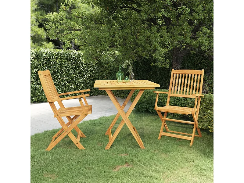 Ensemble à manger de jardin pliable 3 pcs Bois d'acacia solide FR52369