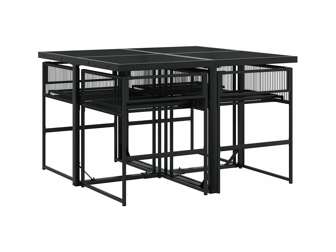 5-delige Tuinset poly rattan zwart BE484196