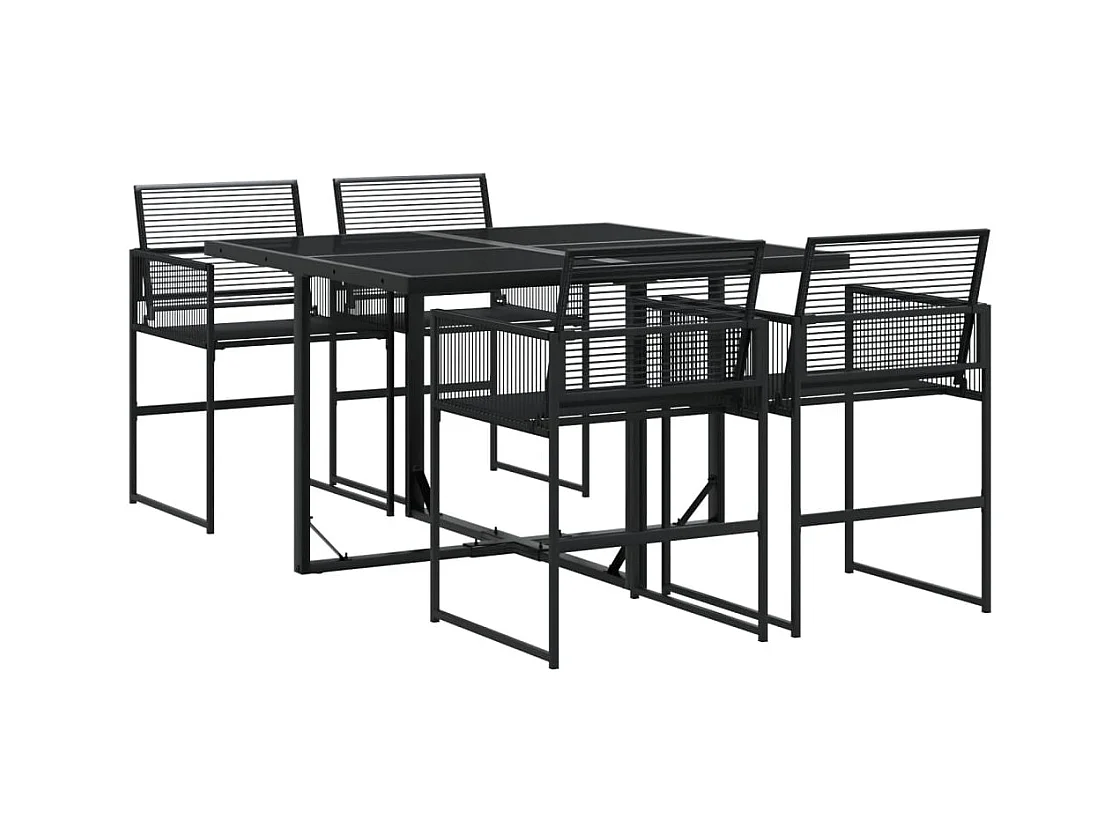 Ensemble à manger de jardin 5 pcs Noir Résine tressée FR89840