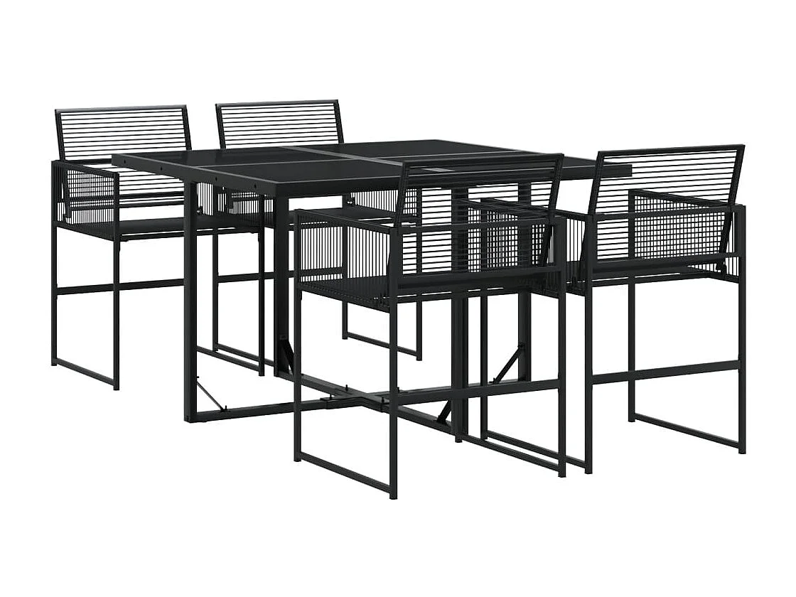 Ensemble à manger de jardin 5 pcs Noir Résine tressée FR89840
