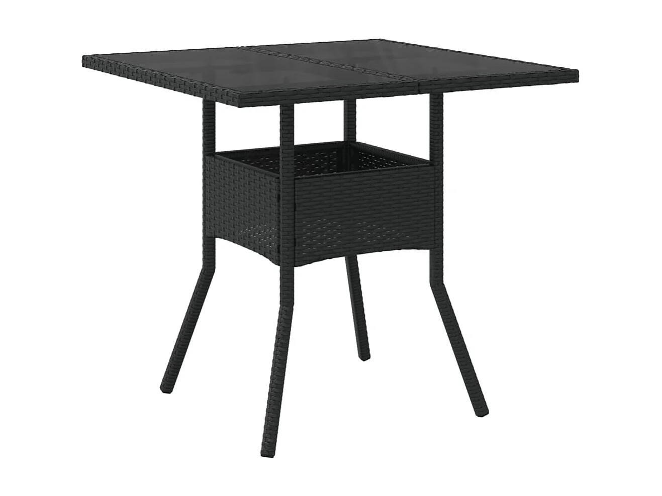Set comedor jardín 5 pzas cojines ratán sintético vidrio negro ES180152