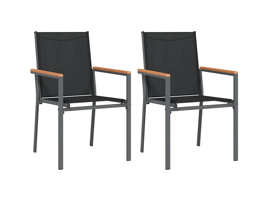 Juego de comedor para jardín 3 piezas acero y textilene negro ES753083