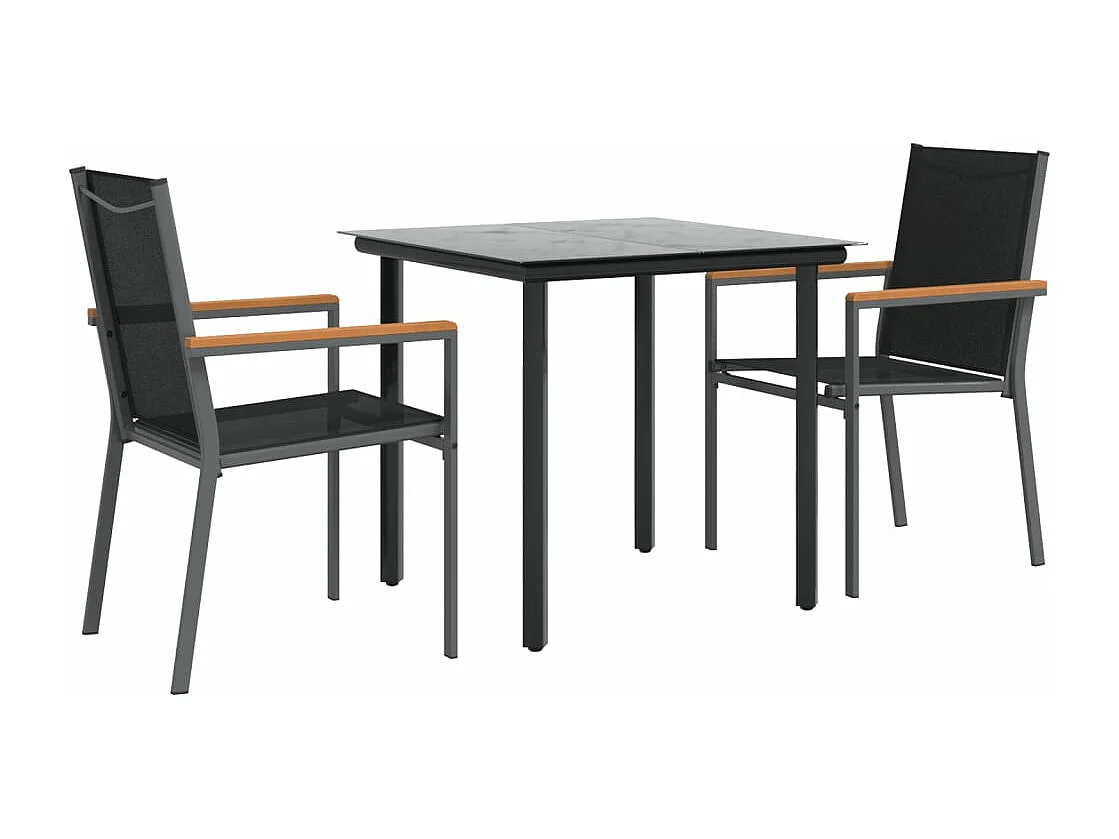 Ensemble à manger de jardin 3 pcs noir textilène et acier FR33618