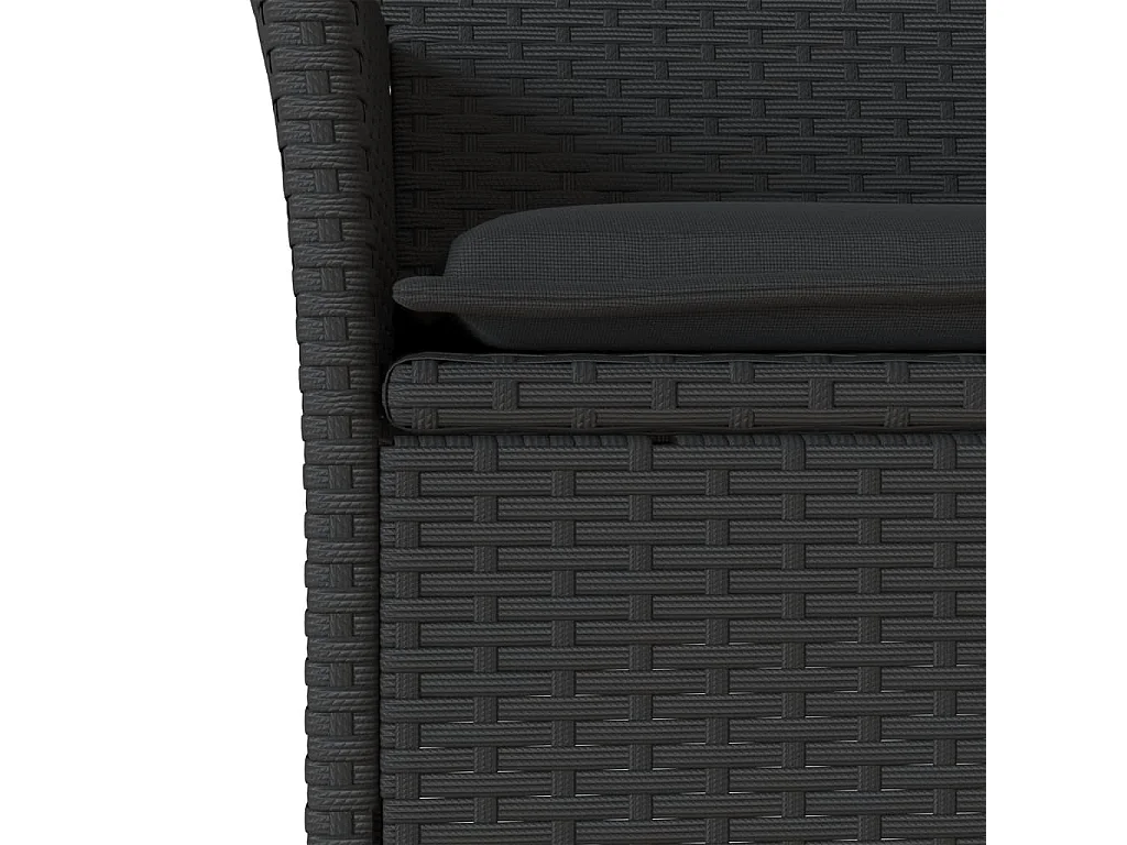 3-delige Tuinset met kussens poly rattan en glas zwart BE839011