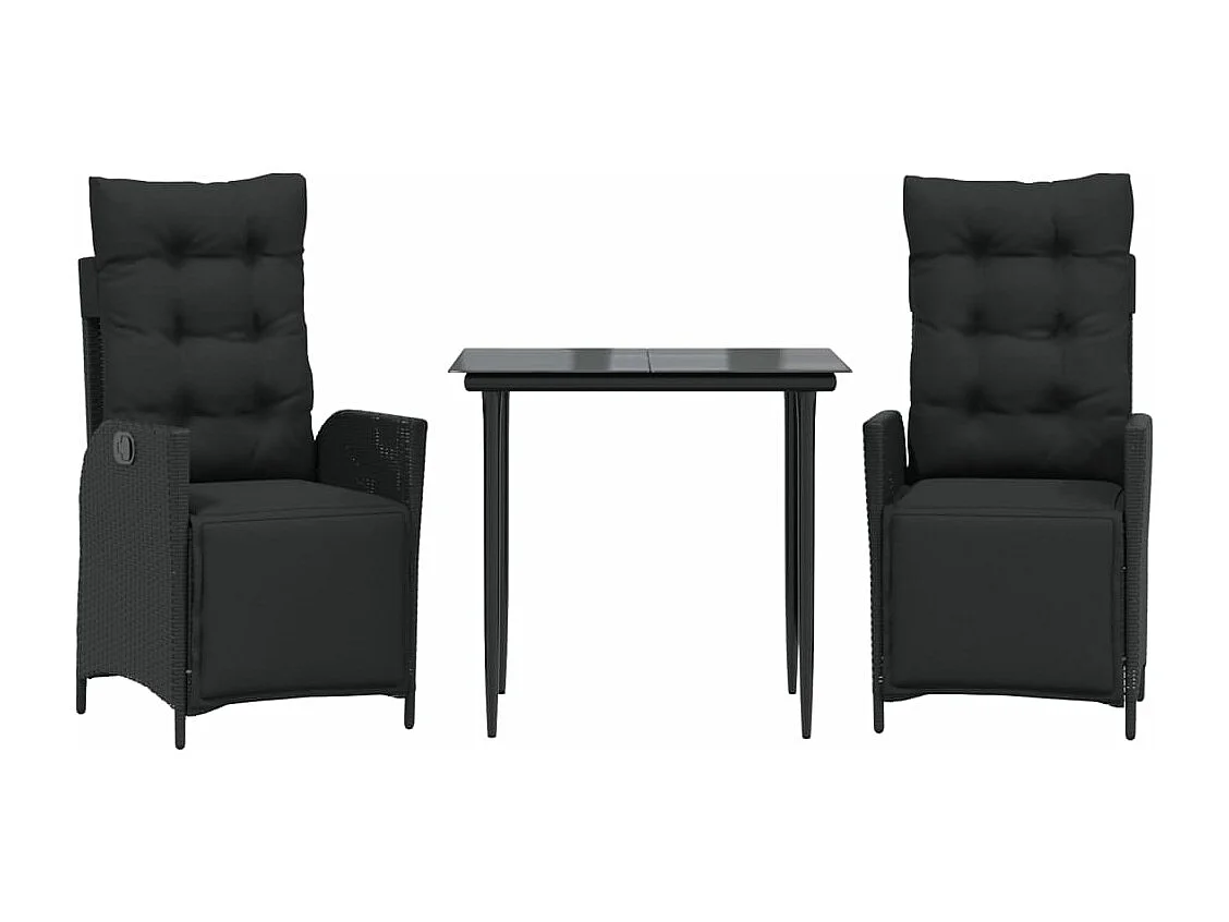 Ensemble à manger de jardin avec coussins 3 pcs Noir FR40088