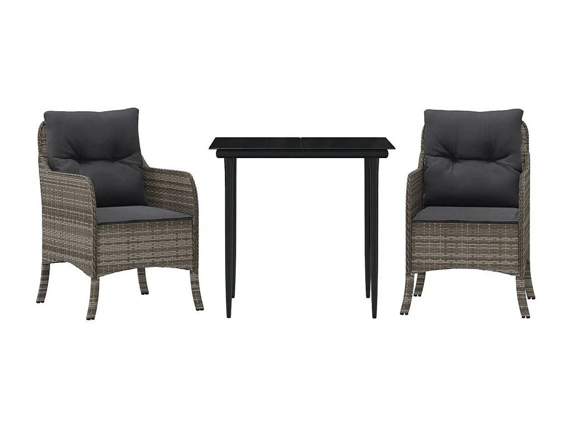 Ensemble à manger de jardin 3 pcs coussins gris résine tressée FR39760