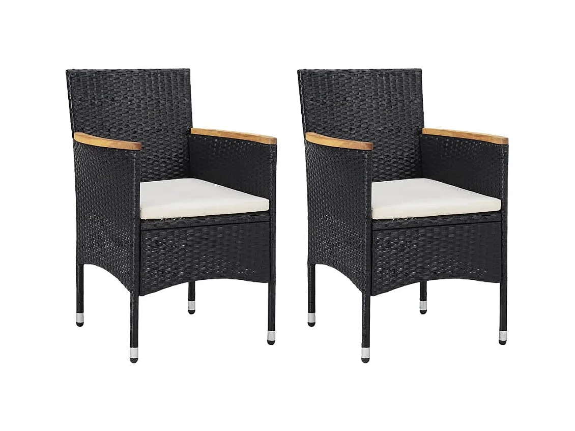 Ensemble à manger de jardin et coussins 3pcs Résine tressée Noir FR51912