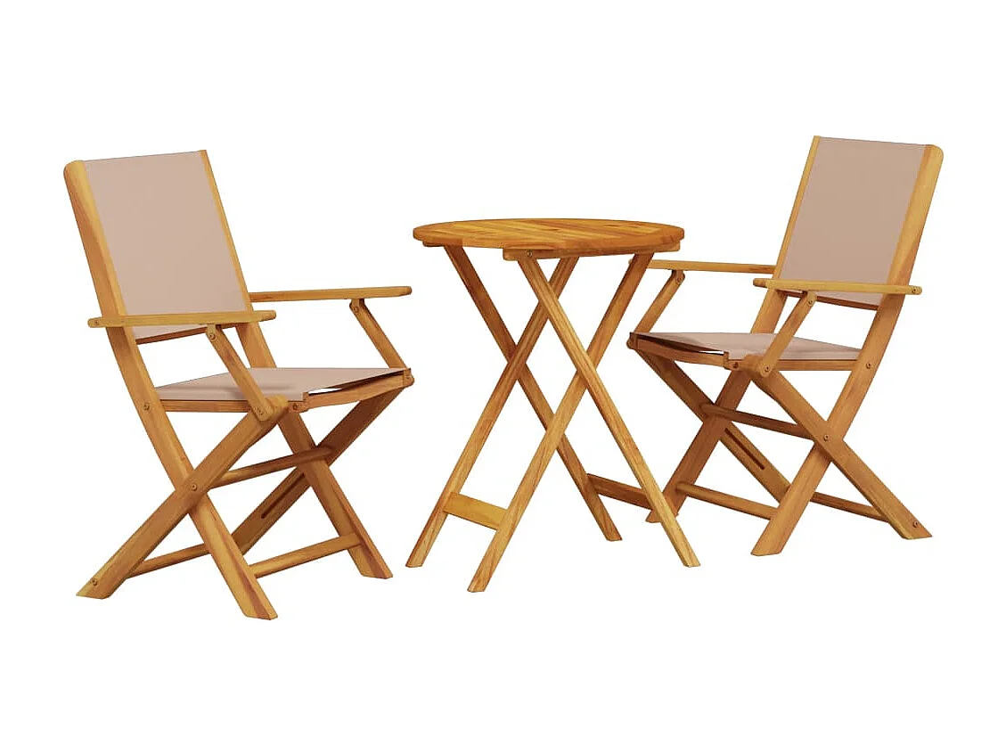 Juego de bistro de 3 piezas tela y madera maciza taupe ES141127