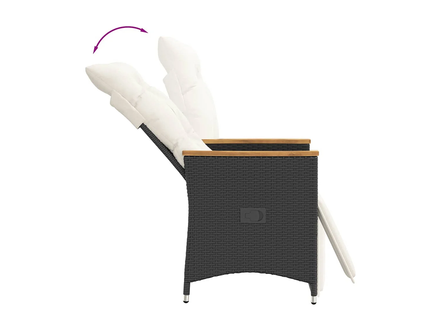 Ensemble de bistro 3 pcs avec coussins noir résine tressée FR73328