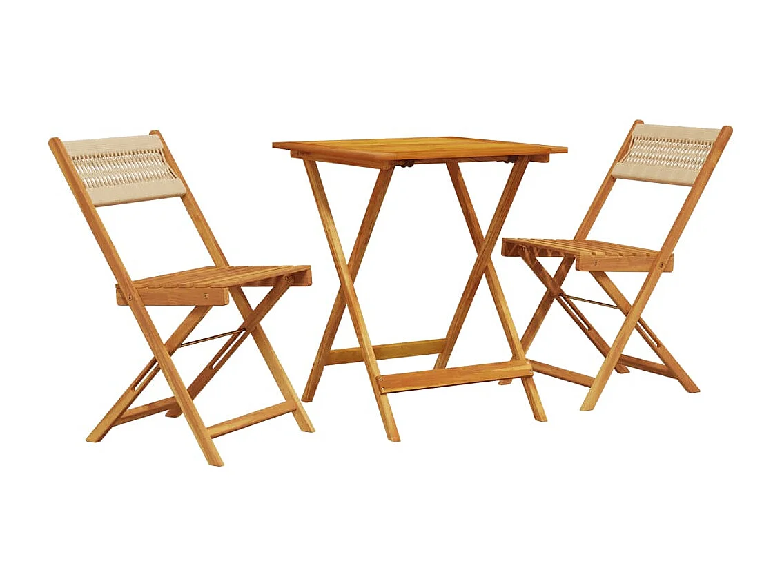 Ensemble de bistro 3 pcs beige polypropylène et bois massif FR10185