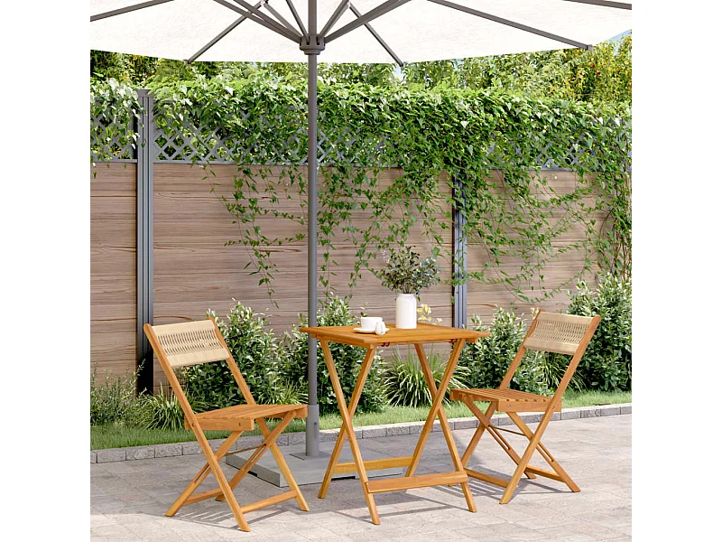 Ensemble de bistro 3 pcs beige polypropylène et bois massif FR10185