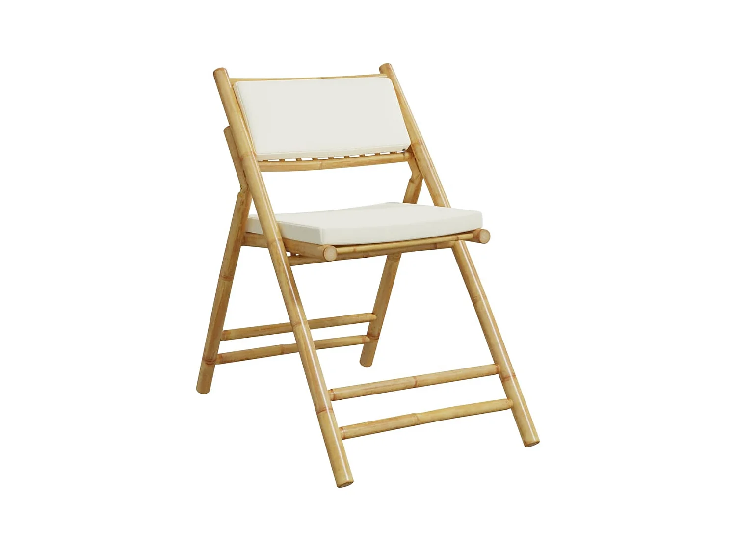 Juego bistró plegable de bambú 3 pzas con cojines blanco crema ES712808