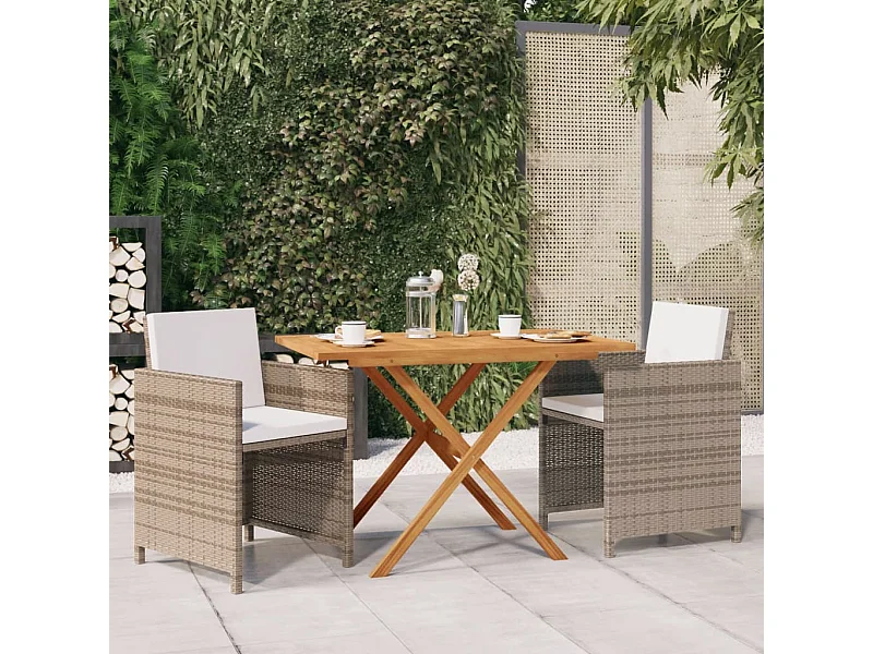 Ensemble à manger de jardin 3 pcs avec coussins Beige FR86080