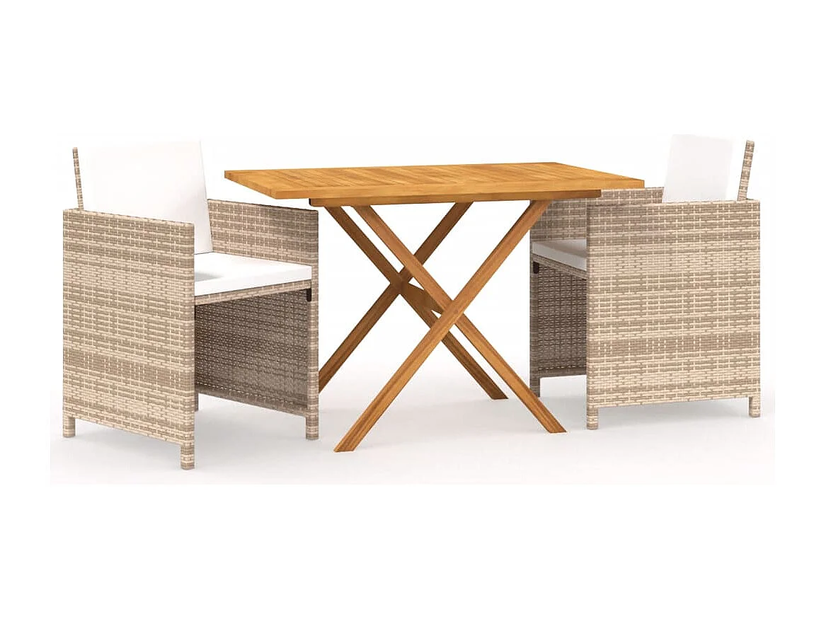 Set de comedor de jardín 3 piezas con cojines beige ES728960