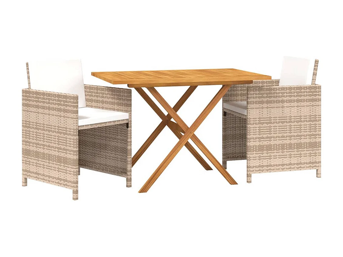 Set de comedor de jardín 3 piezas con cojines beige ES728960