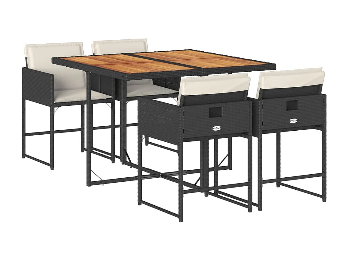 5-delige Tuinset met kussens poly rattan zwart BE243016