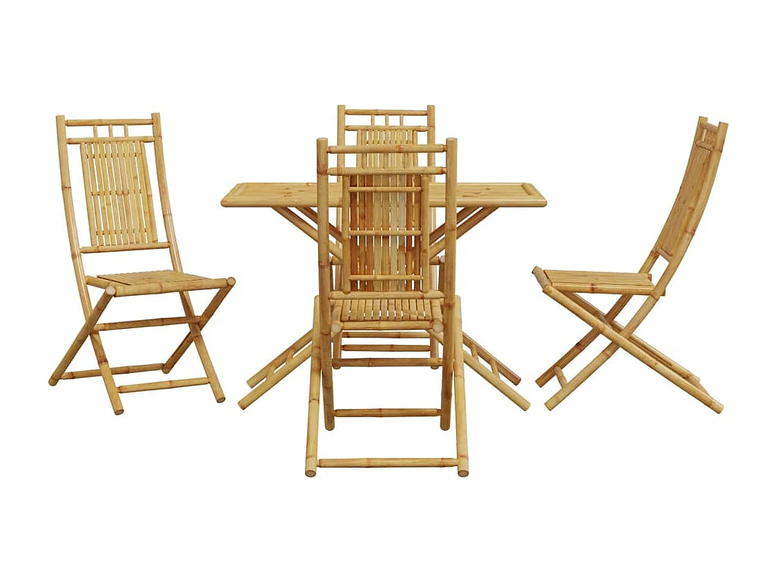 Ensemble à manger de jardin 5 pcs bambou FR86998