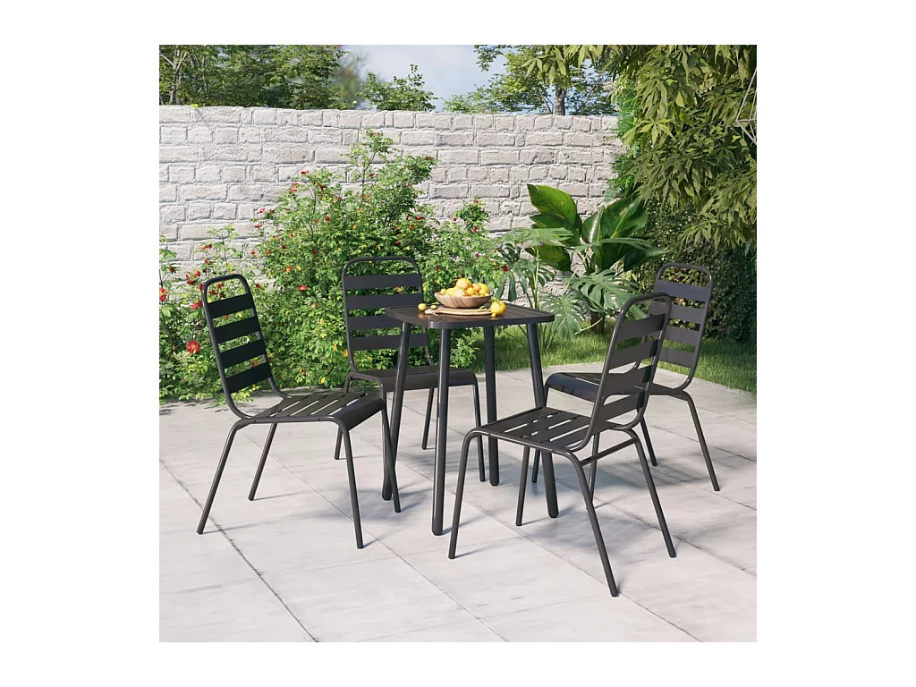 Ensemble à manger de jardin 5 pcs anthracite acier FR67897
