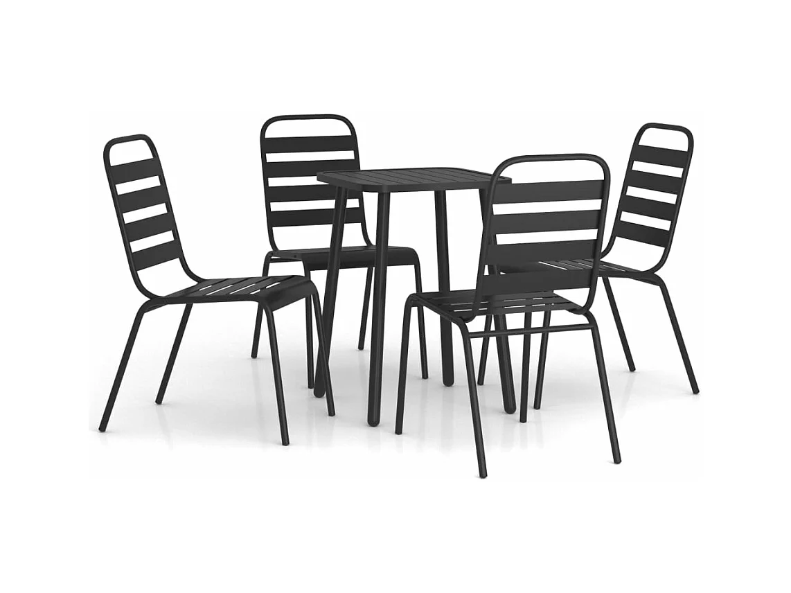 Juego de comedor de jardín 5 piezas acero gris antracita ES974548