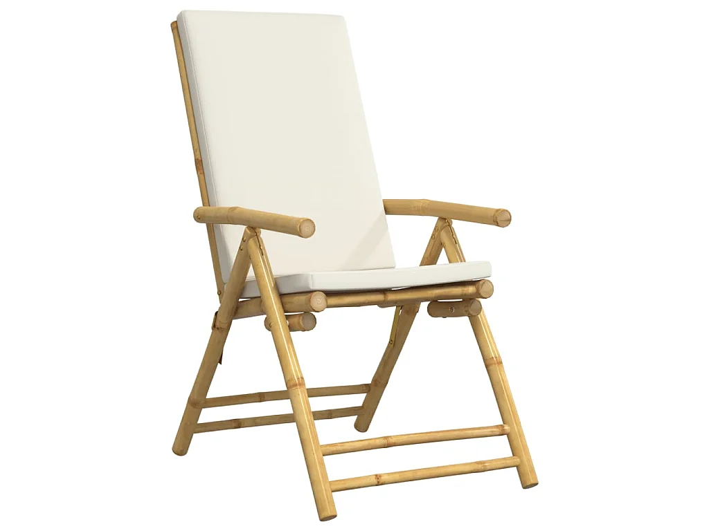 3 pcs conjunto bistrô dobrável c/ almofadões branco nata bambu PT841577