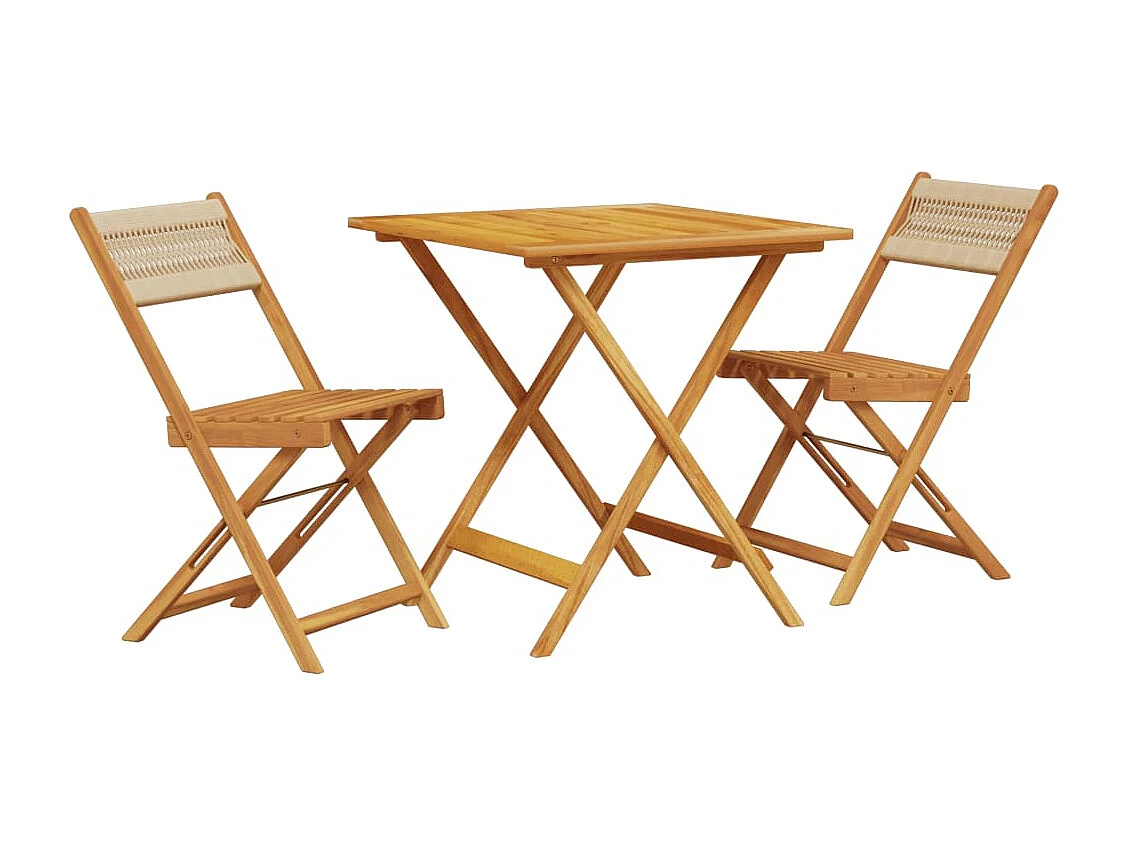 3-delige Bistroset polypropeen en massief hout beige BE504181