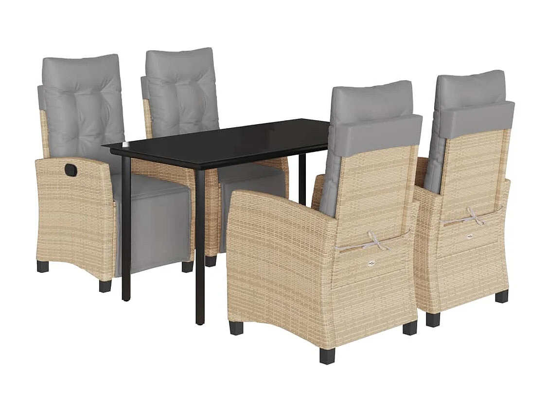 Set comedor de jardín 5 pzas con cojines ratán sintético beige ES218865