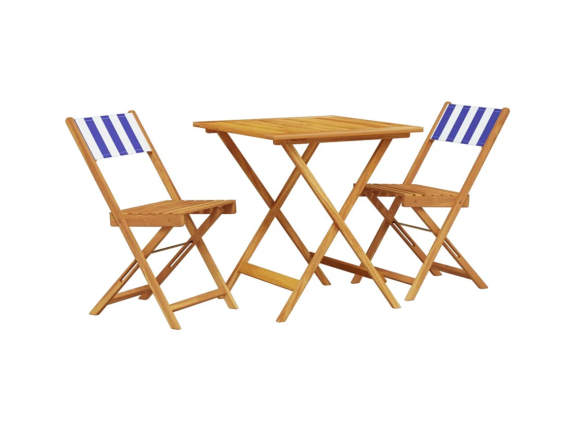 Juego de bistro de 3 piezas tela y madera maciza azul y blanco ES209190