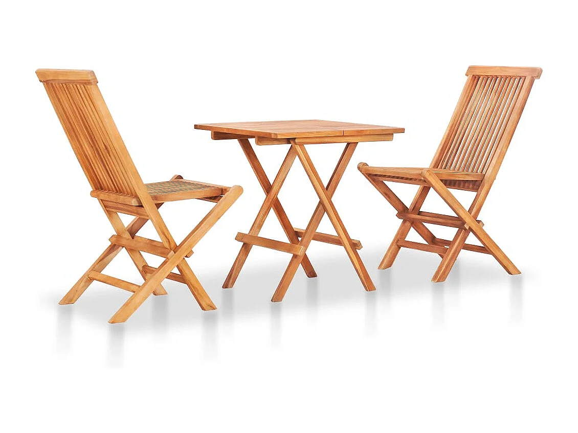 Ensemble de bistro 3 pcs avec coussins anthracite Bois de teck FR76638