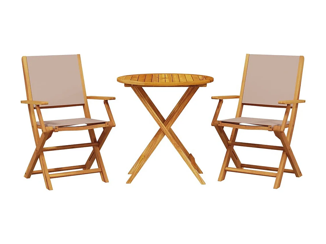 Ensemble de bistro 3 pcs taupe tissu et bois massif FR92534