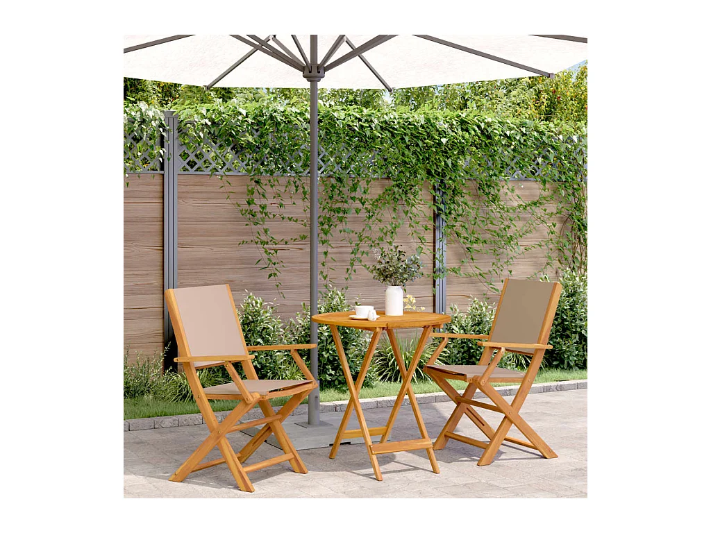 Ensemble de bistro 3 pcs taupe tissu et bois massif FR92534
