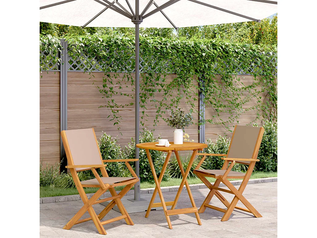 Ensemble de bistro 3 pcs taupe tissu et bois massif FR92534