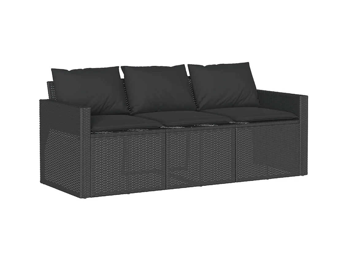 Ensemble à manger de jardin coussins 2pcs noir résine tressée FR82275