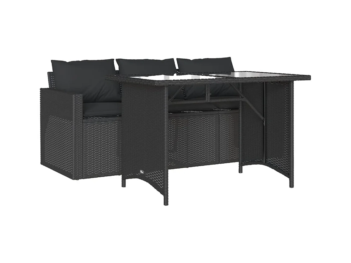 Ensemble à manger de jardin coussins 2pcs noir résine tressée FR82275