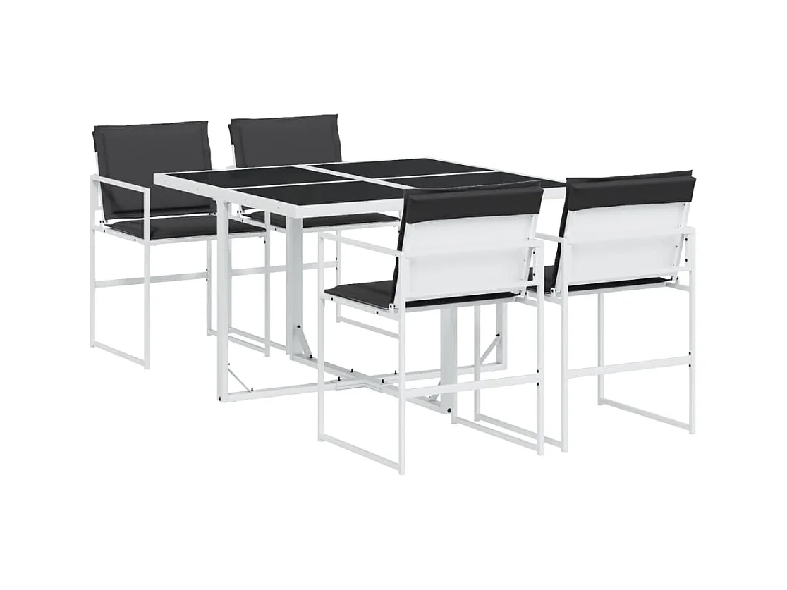 Juego de comedor de jardín 5 pzas con cojines textilene blanco ES703109