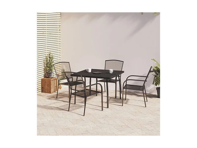 Ensemble à manger de jardin 5 pcs anthracite acier FR41237