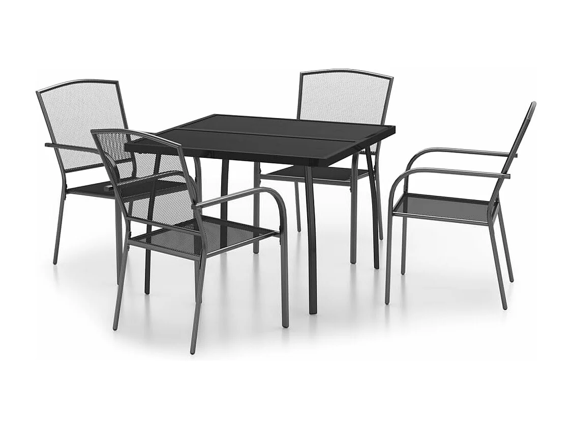 Ensemble à manger de jardin 5 pcs anthracite acier FR41237
