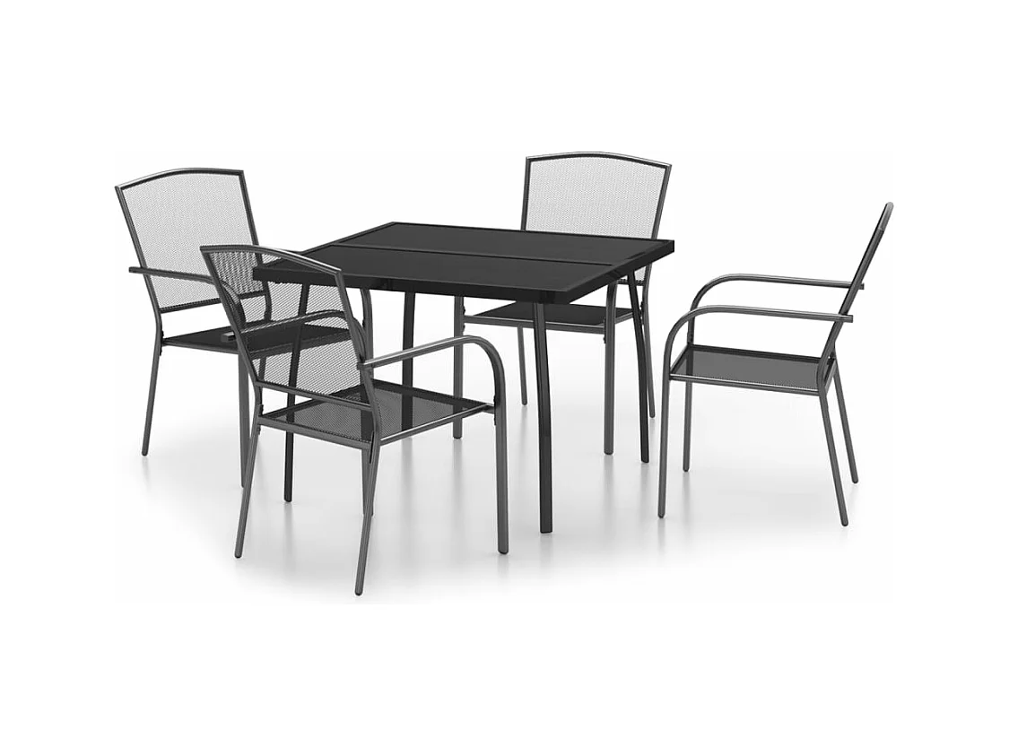 Juego de comedor de jardín 5 piezas acero gris antracita ES396075