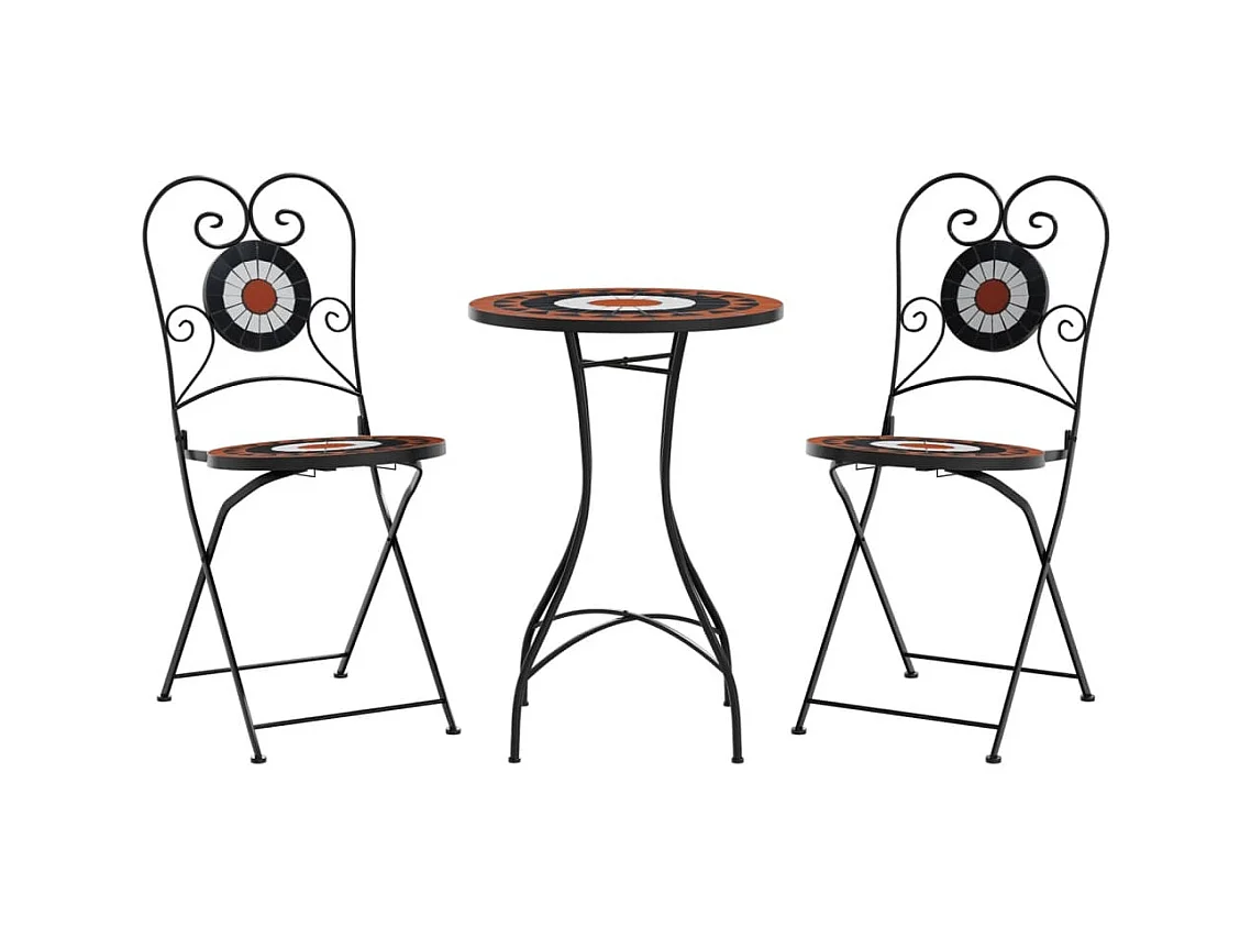Ensemble de bistro mosaïque terre cuite blanc fer et céramique FR92920