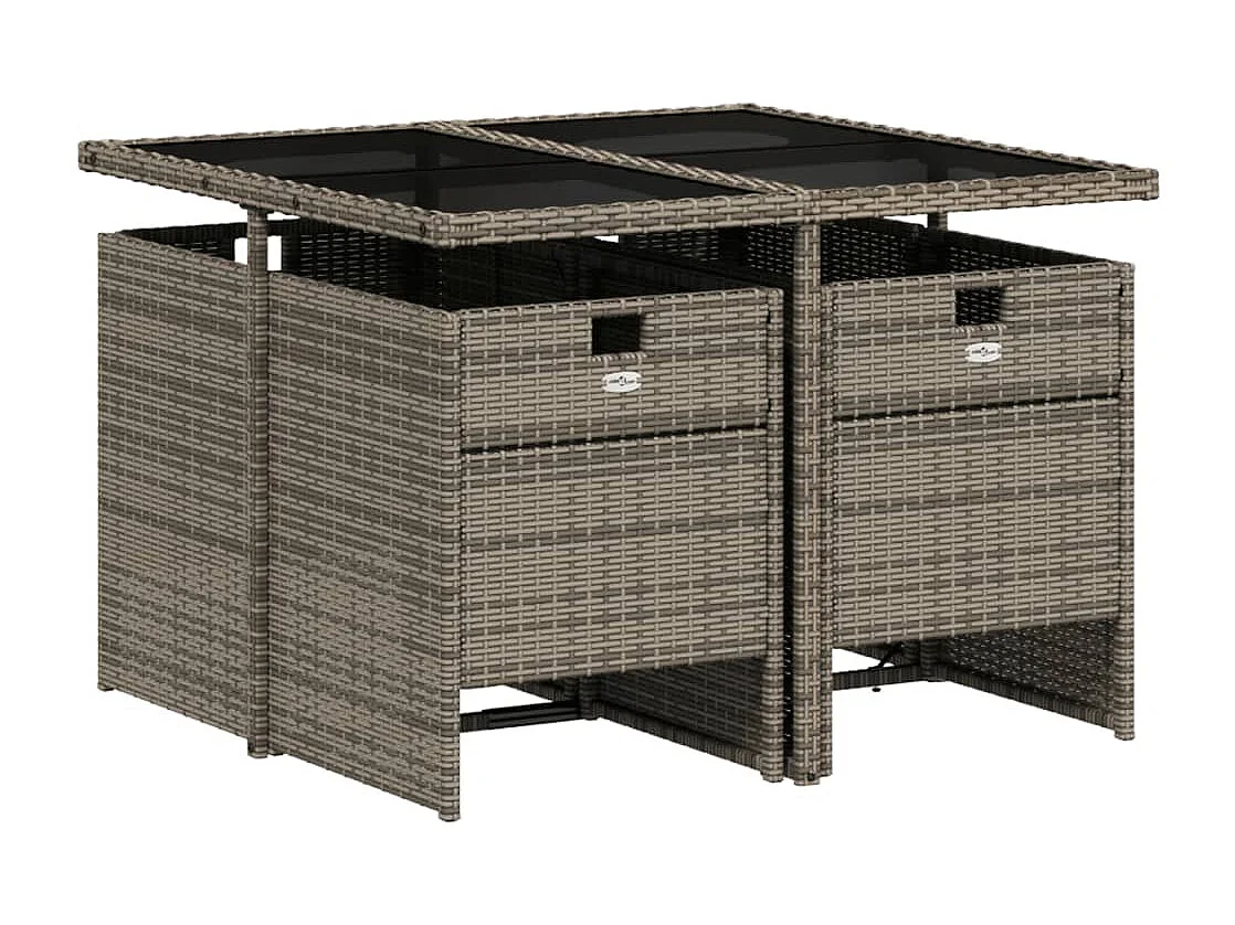 Ensemble à manger de jardin 5 pcs coussins gris résine tressée FR52983