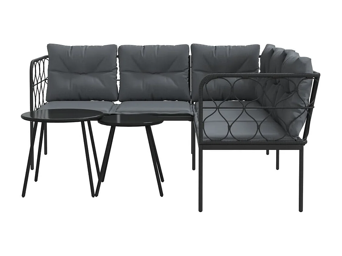 Ensemble de canapés de jardin et coussins noir acier textilène FR58405