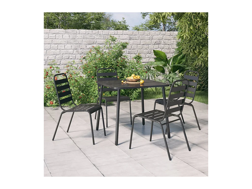 Ensemble à manger de jardin 5 pcs anthracite acier FR27088