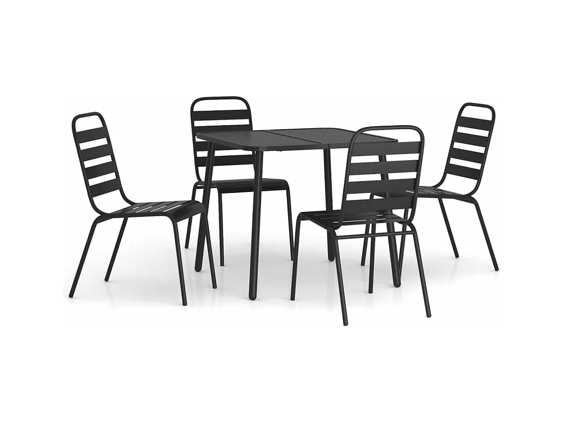 Juego de comedor de jardín 5 piezas acero gris antracita ES395555